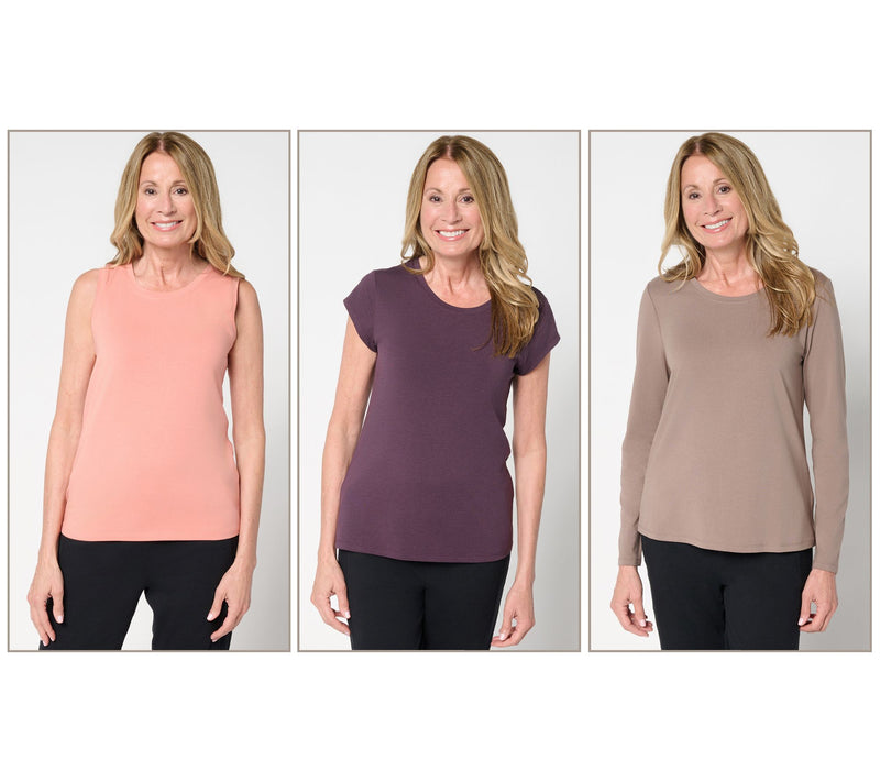 AnyBody Cozy Knit Jersey 3-Pack Assorted Tops — Main view