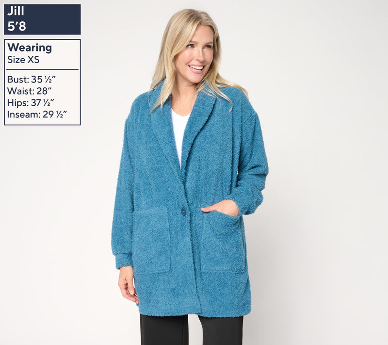 Stan Herman Pebble Fleece Cardigan Lounger — View 8