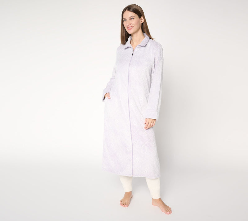 Stan Herman Burnout Silky Plush Zip Robe — Main view