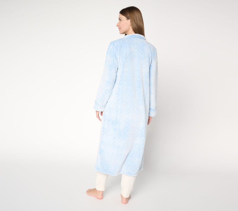 Stan Herman Burnout Silky Plush Zip Robe — View 9