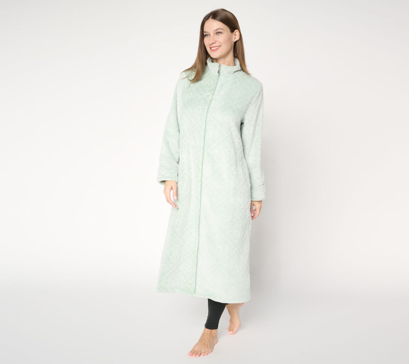 Stan Herman Burnout Silky Plush Zip Robe — View 7