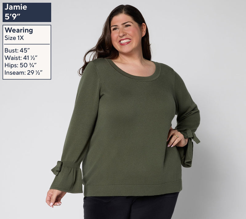 Women with Control Ballet Neck Bow Sleeve Sweater — View 2