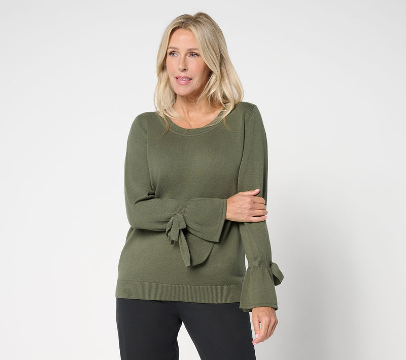 Women with Control Ballet Neck Bow Sleeve Sweater — View 11