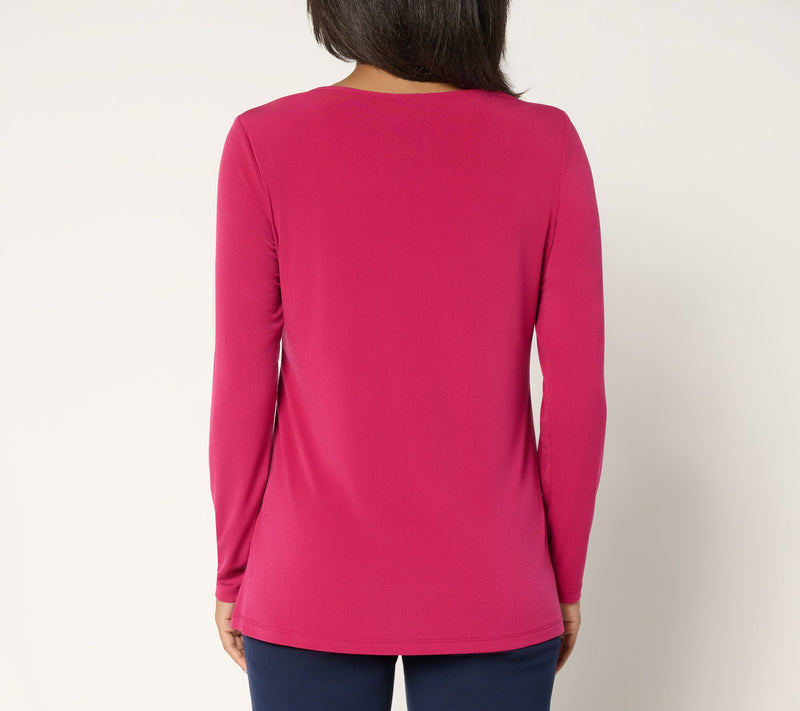 Susan Graver Modern Essentials Liquid Knit A-Line Top — View 3