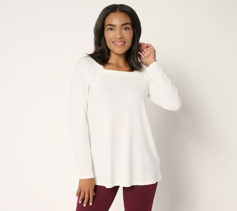Susan Graver Modern Essentials Liquid Knit A-Line Top — View 12