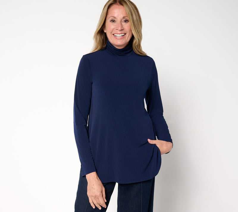 Susan Graver Regular Modern Essentials Liquid Knit Mock-Neck Tunic — View 12