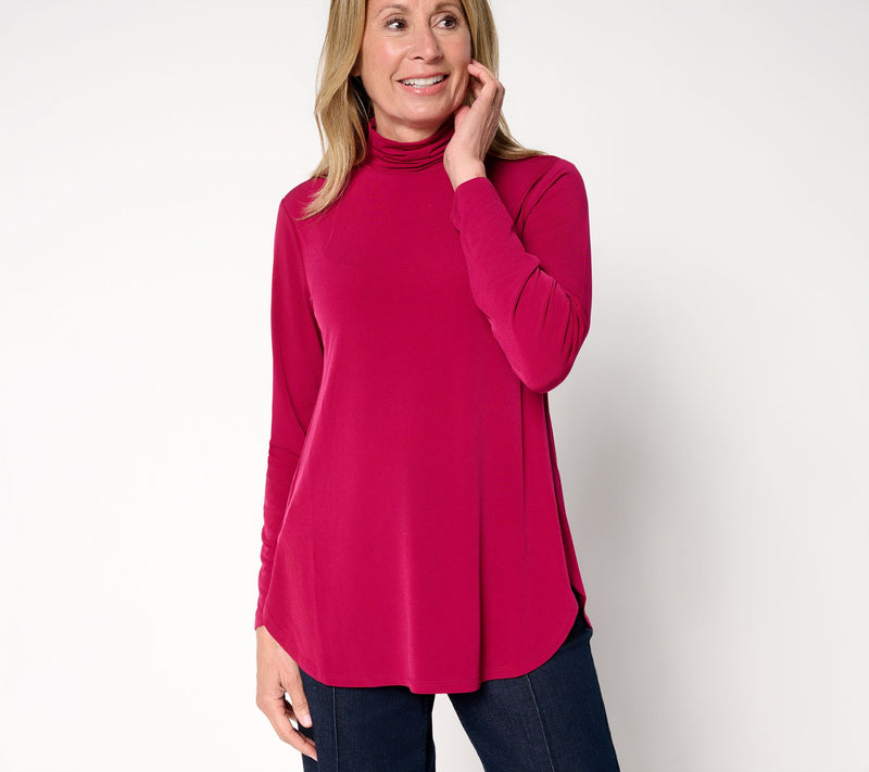Susan Graver Regular Modern Essentials Liquid Knit Mock-Neck Tunic — Main view