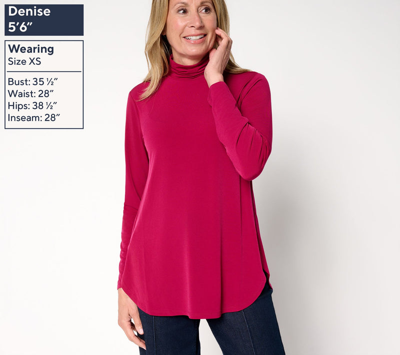 Susan Graver Regular Modern Essentials Liquid Knit Mock-Neck Tunic — View 2