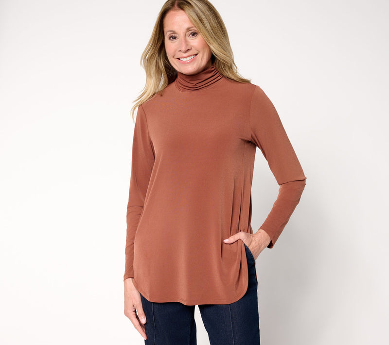 Susan Graver Regular Modern Essentials Liquid Knit Mock-Neck Tunic — View 15