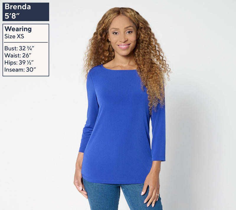 Susan Graver Sleek Essentials Liquid Knit Bateau Neck Top — View 3