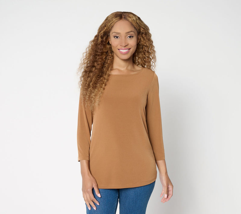 Susan Graver Sleek Essentials Liquid Knit Bateau Neck Top — View 12
