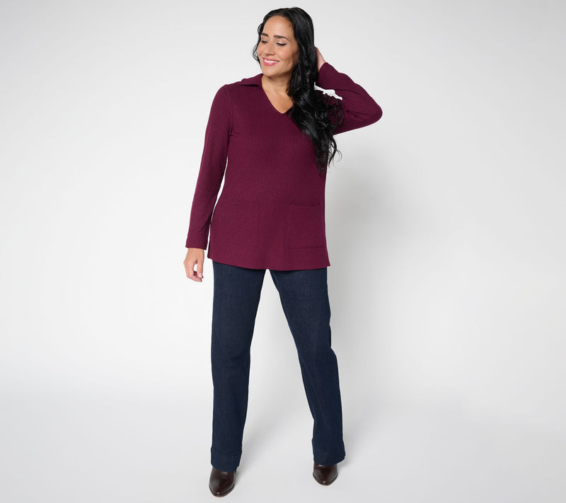 Susan Graver Lifestyle Petite Rib Knit Tunic with Collar — View 13