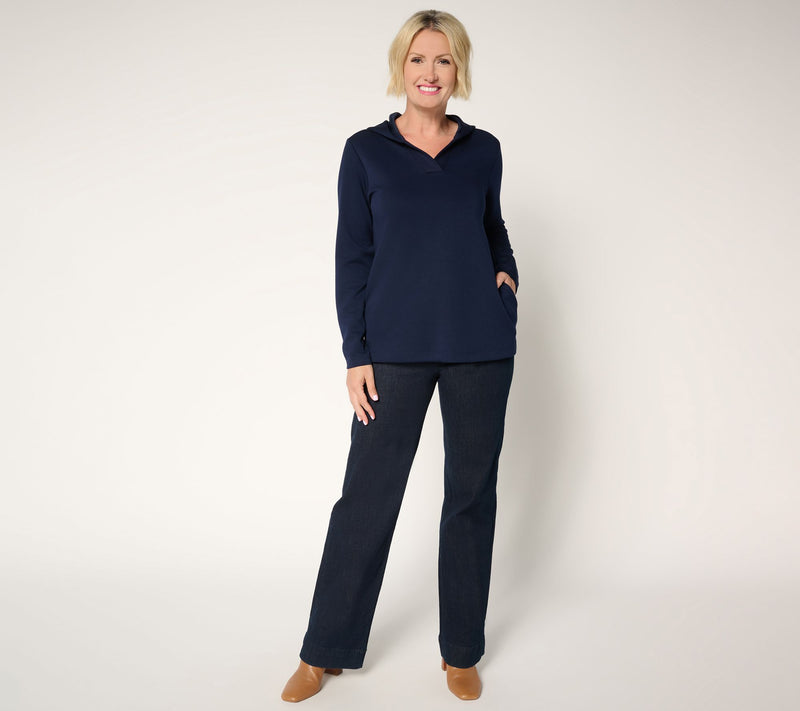 Susan Graver Weekend Serene Knit Hooded Top — View 5