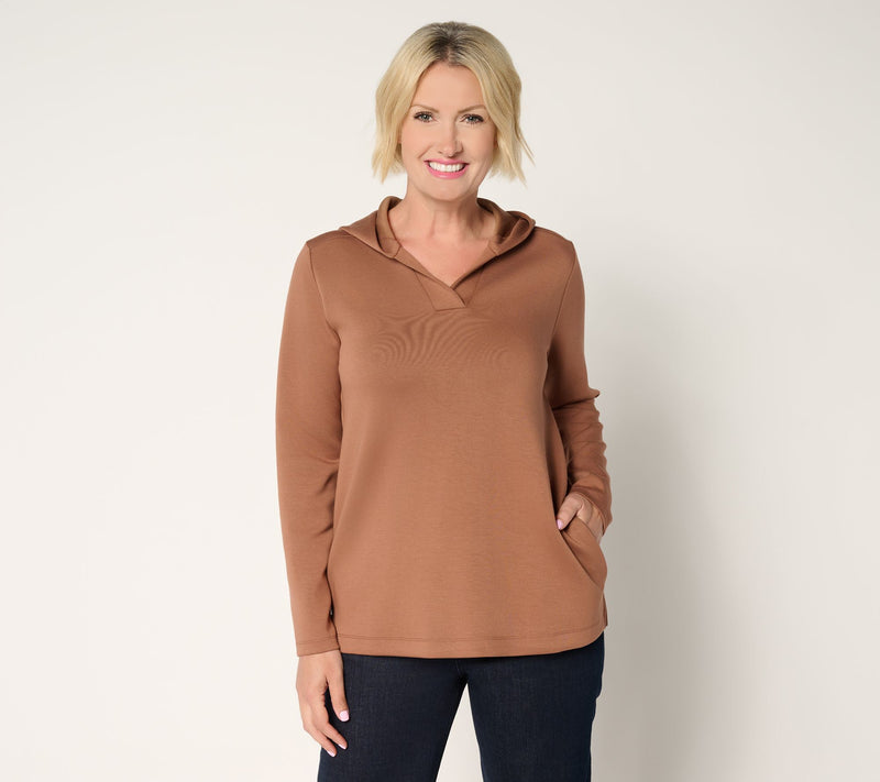 Susan Graver Weekend Serene Knit Hooded Top — View 13