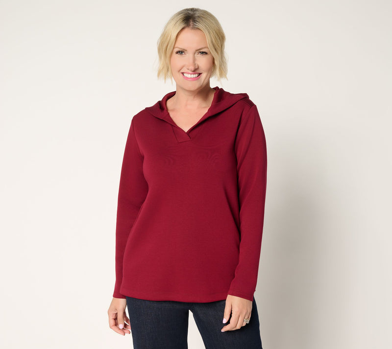 Susan Graver Weekend Serene Knit Hooded Top — View 14