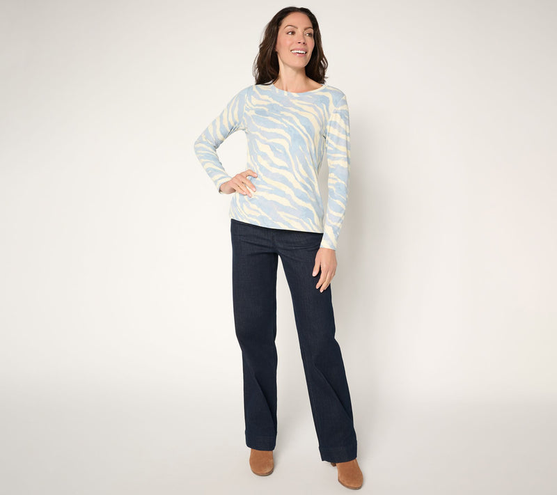Susan Graver Weekend Printed Rib Knit Crew Neck Top — View 5