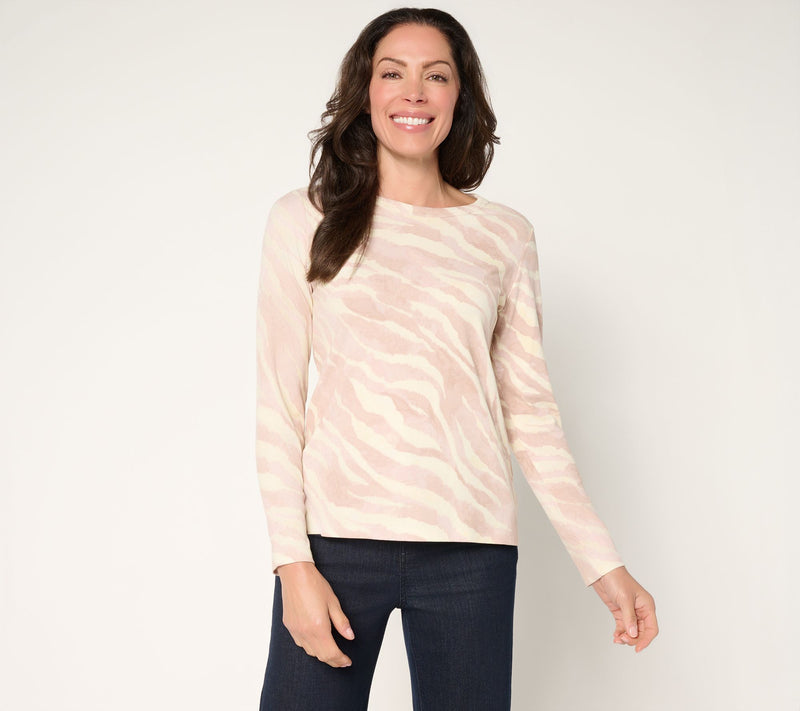 Susan Graver Weekend Printed Rib Knit Crew Neck Top — View 11