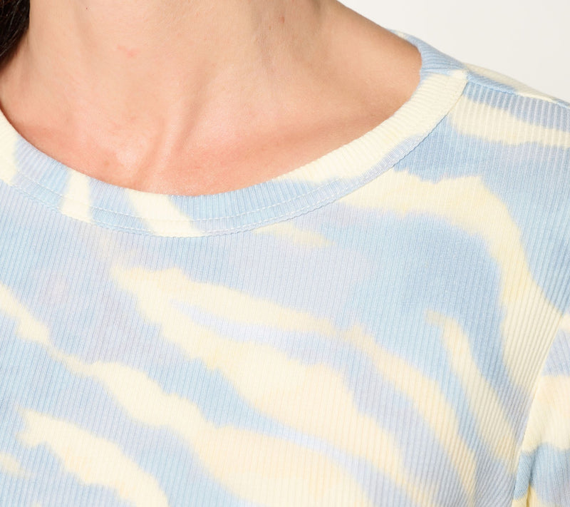 Susan Graver Weekend Printed Rib Knit Crew Neck Top — View 6