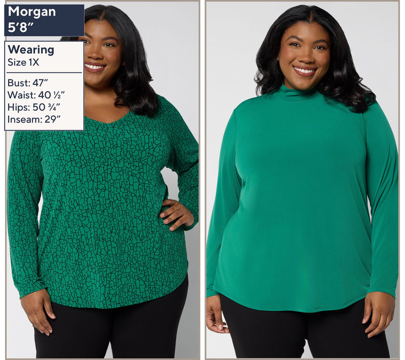 Susan Graver Set of 2 Print and Solid Liquid Knit Tops — View 2