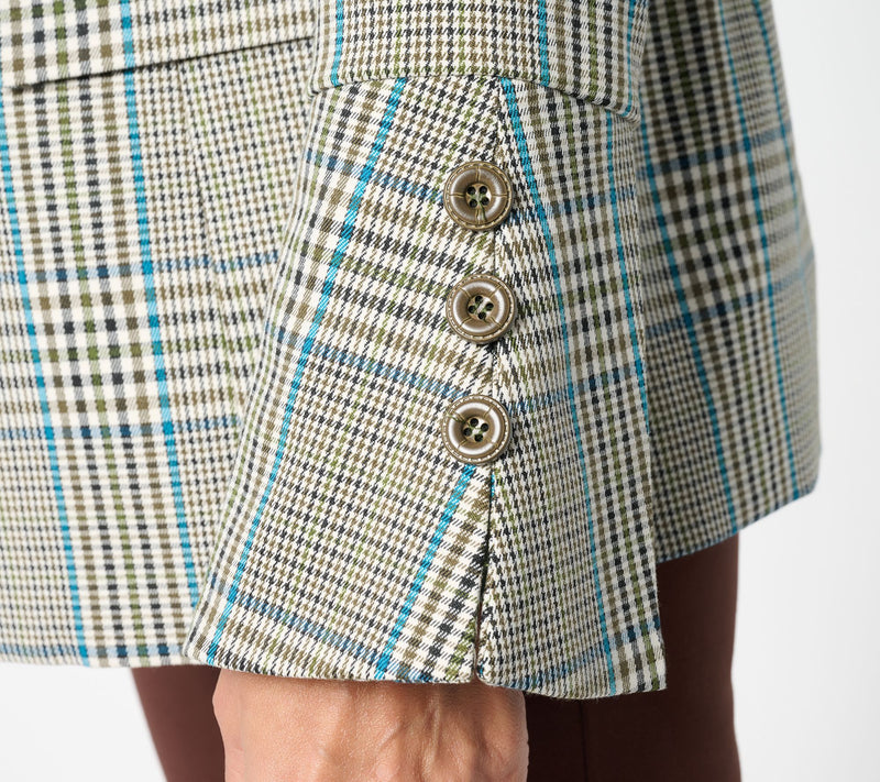 Tailored by Susan Graver Woven Plaid Bell Sleeve Blazer — View 6