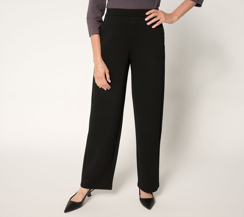 Susan Graver Weekend Regular Serene Knit Pull On Wide Leg Pants — View 3