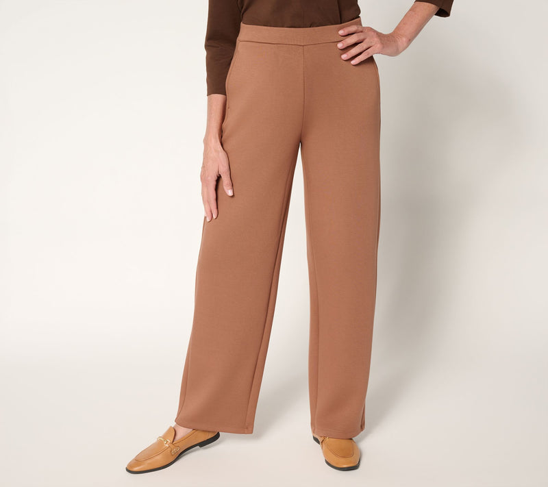 Susan Graver Weekend Regular Serene Knit Pull On Wide Leg Pants — View 5