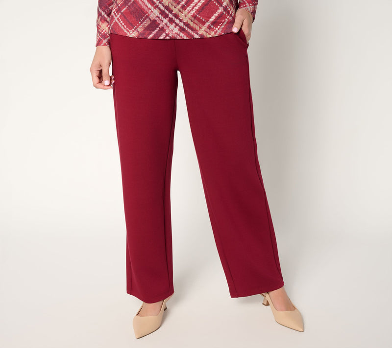 Susan Graver Weekend Regular Serene Knit Pull On Wide Leg Pants — View 13