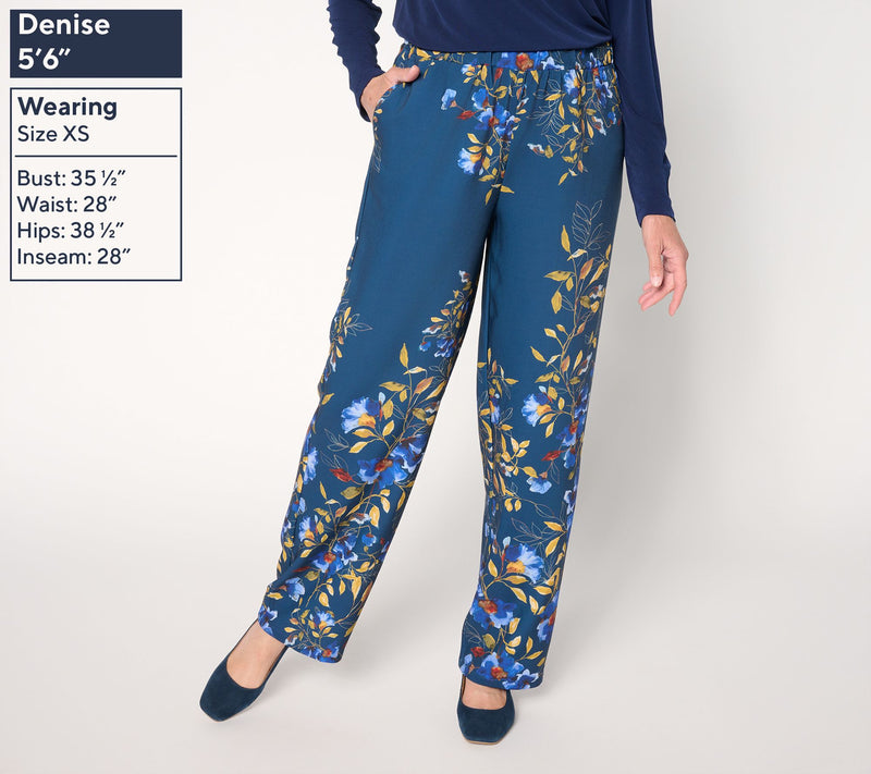 Susan Graver Petite Printed Stretch Matte Twill Pull-On Wide-Leg Pants — View 8