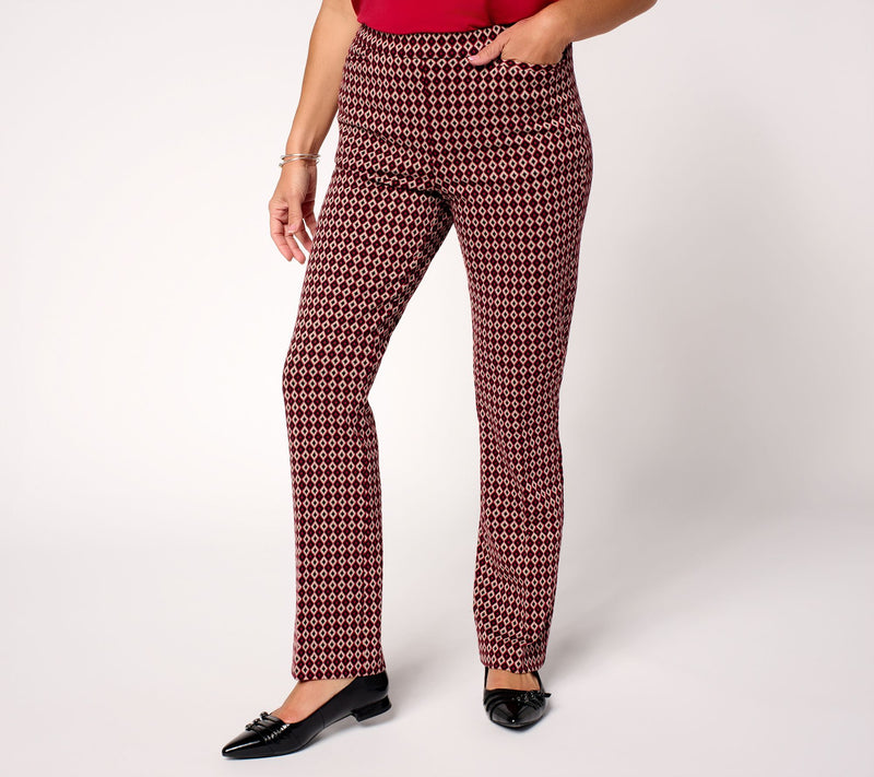 Susan Graver Regular Jacquard Knit Pull-On Boot-Cut Pants — View 7