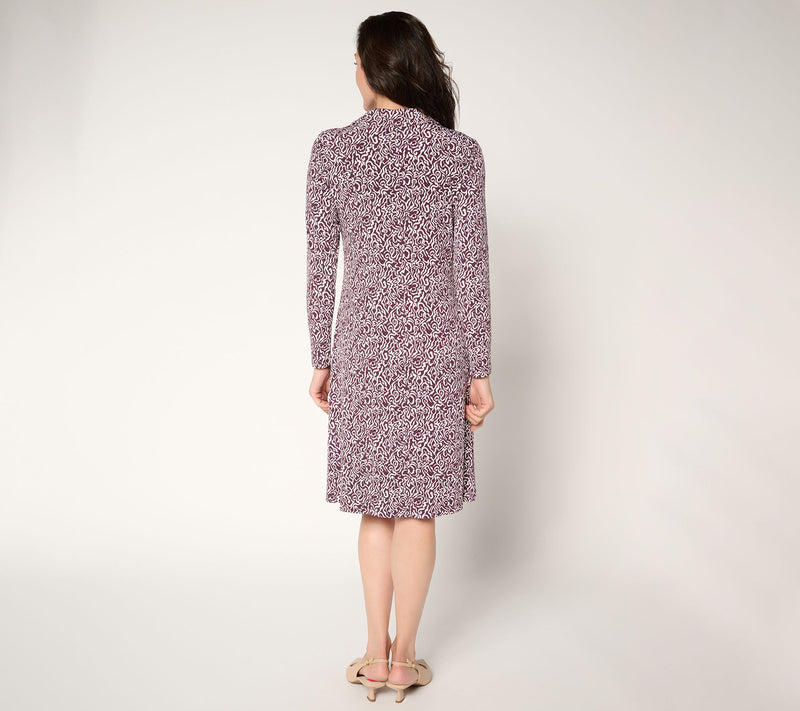 Susan Graver Regular Printed Liquid Knit Collared Midi Dress — View 4