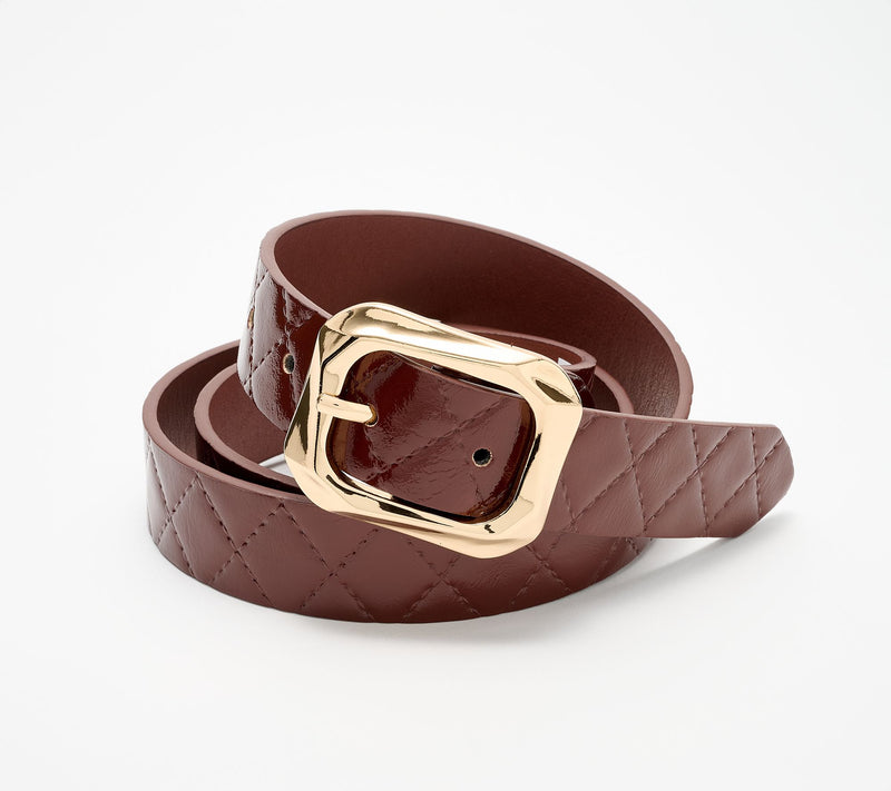 Susan Graver Faux Patent Leather Quilted Belt — Main view