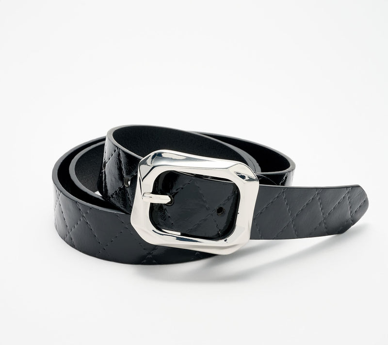Susan Graver Faux Patent Leather Quilted Belt — View 5