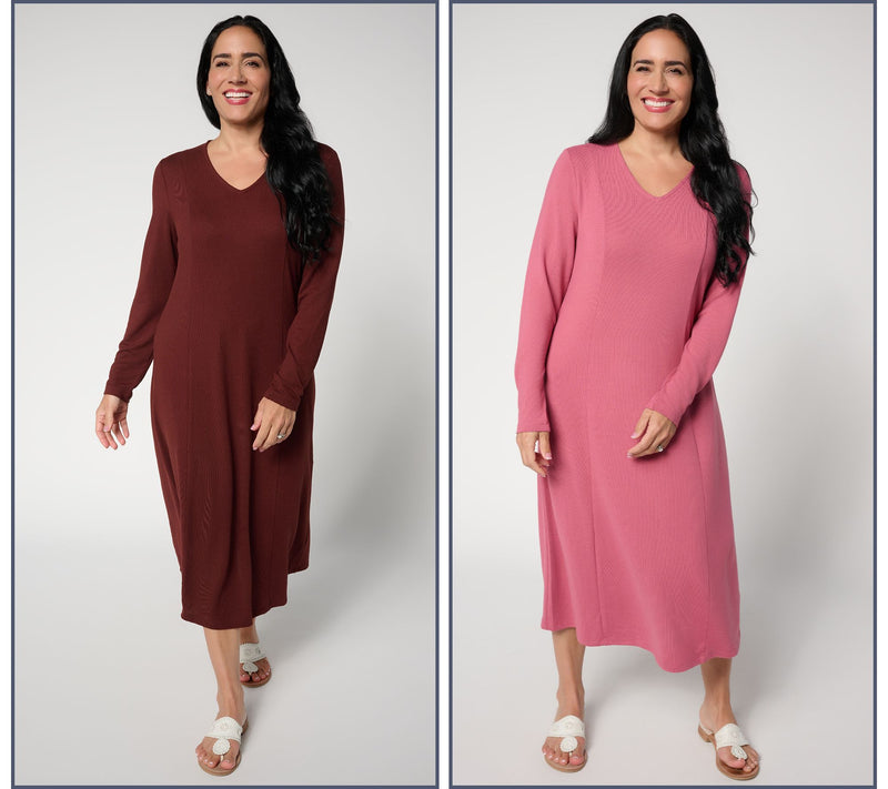 Denim & Co. Essentials Regular Heavenly Jersey 2-Pack Dresses — Main view