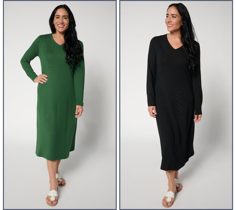 Denim & Co. Essentials Regular Heavenly Jersey 2-Pack Dresses — View 3