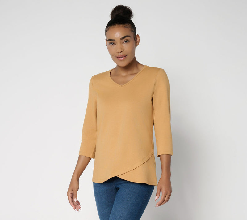 Denim & Co. Essentials Perfect Jersey Ballet Sleeve Tulip Hem Top — View 13