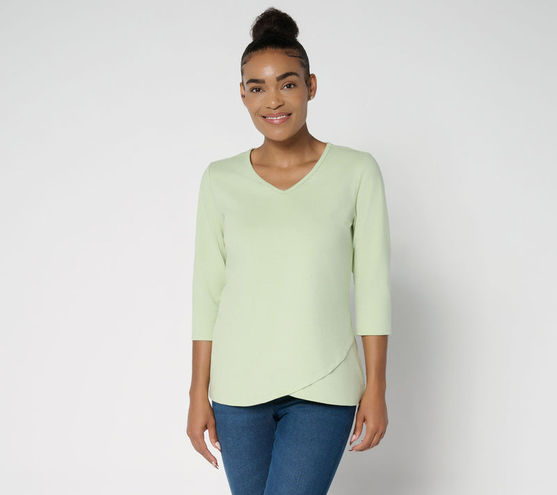 Denim & Co. Essentials Perfect Jersey Ballet Sleeve Tulip Hem Top — View 14