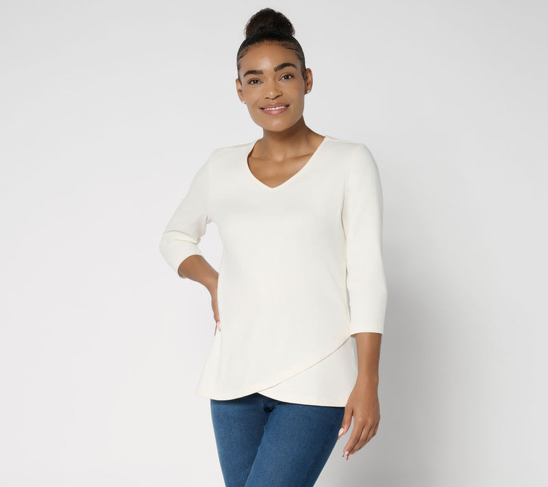 Denim & Co. Essentials Perfect Jersey Ballet Sleeve Tulip Hem Top — View 15