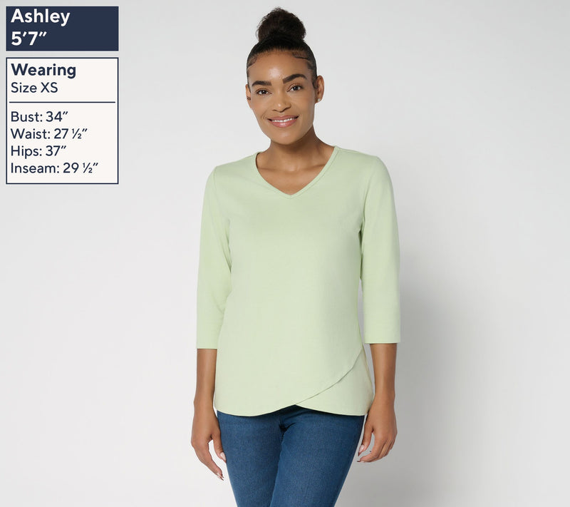 Denim & Co. Essentials Perfect Jersey Ballet Sleeve Tulip Hem Top — View 5