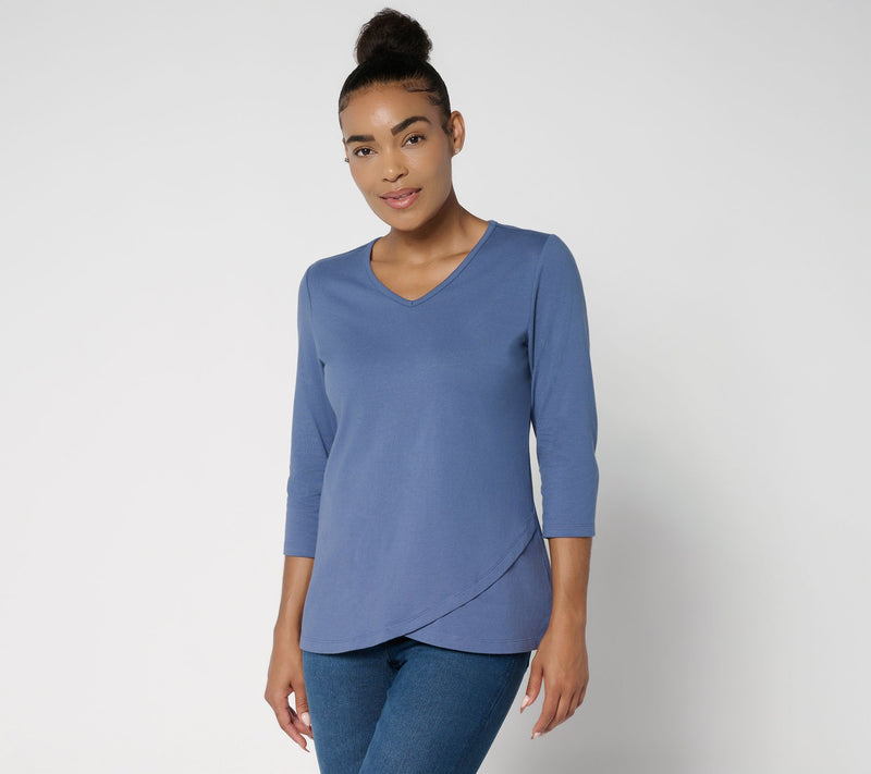 Denim & Co. Essentials Perfect Jersey Ballet Sleeve Tulip Hem Top — View 16