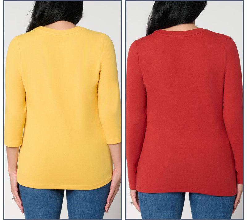 Denim & Co. Essentials Heavenly Jersey Variety 2-Pack Round Neck Tops — View 6