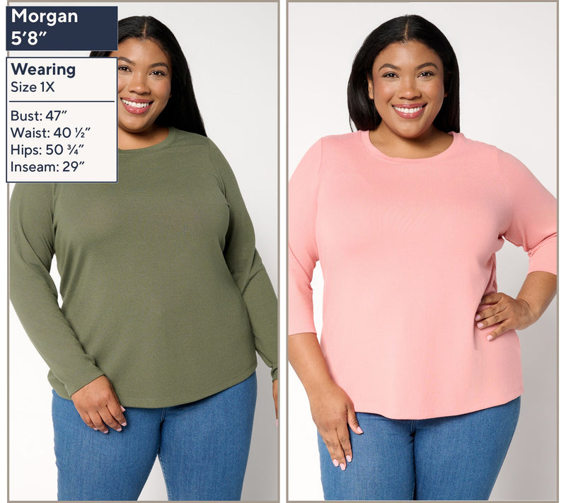 Denim & Co. Essentials Heavenly Jersey Variety 2-Pack Round Neck Tops — View 4