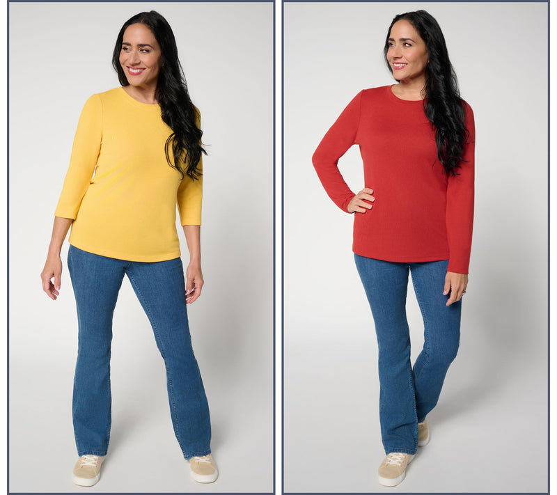 Denim & Co. Essentials Heavenly Jersey Variety 2-Pack Round Neck Tops — View 7
