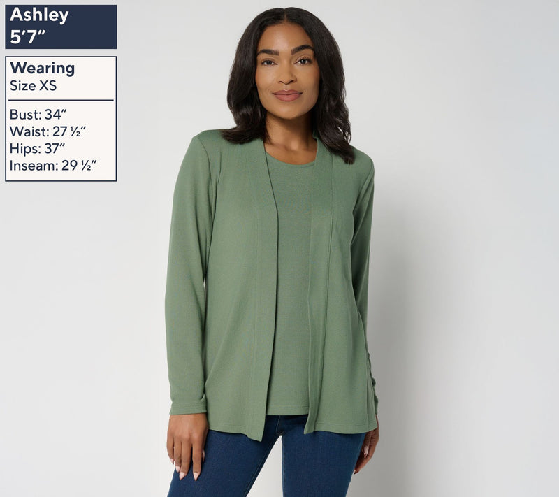 Denim & Co. Essentials Heavenly Jersey Cardigan/Tank Twin Set — View 13