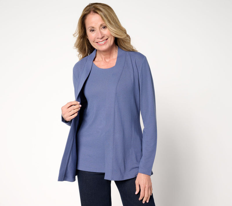 Denim & Co. Essentials Heavenly Jersey Cardigan/Tank Twin Set — View 7