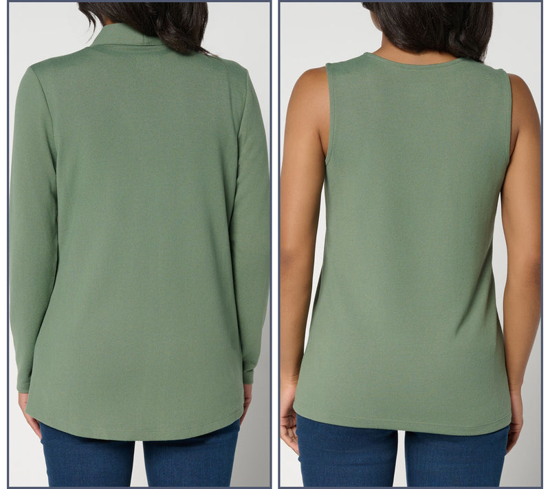 Denim & Co. Essentials Heavenly Jersey Cardigan/Tank Twin Set — View 14