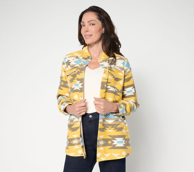 Denim & Co. Canyon Retreat Regular Jacquard Shacket — View 9