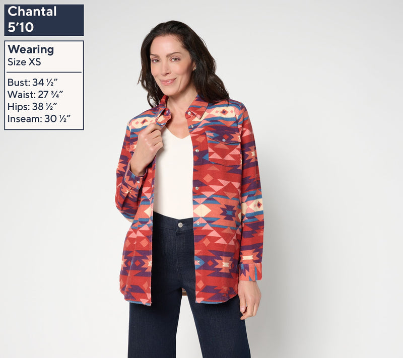 Denim & Co. Canyon Retreat Petite Jacquard Shacket — View 3