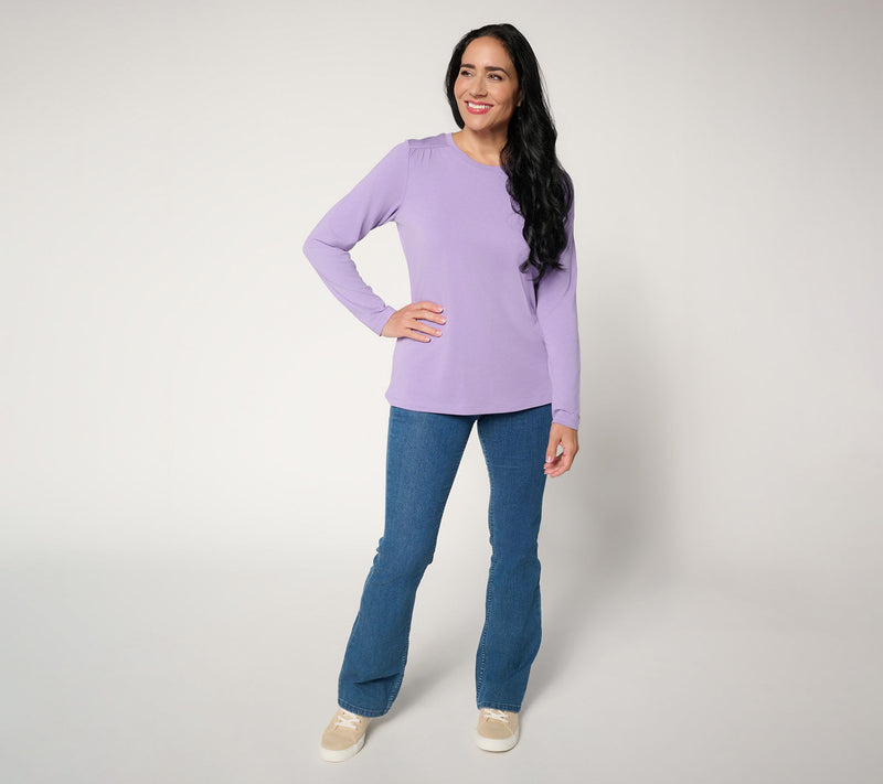 Denim & Co. Essentials Favorite Jersey Round Neck Top with Ruching — View 9