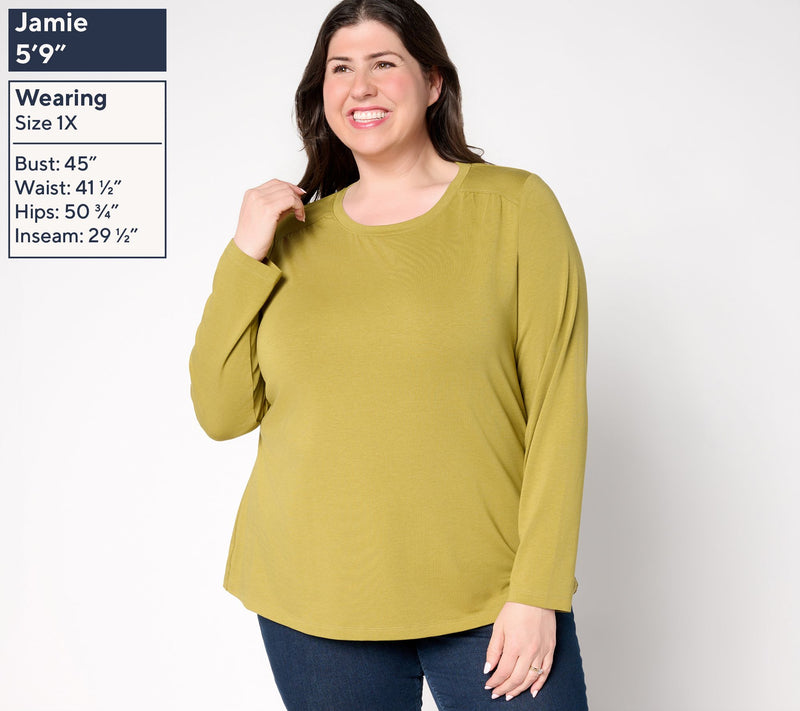 Denim & Co. Essentials Favorite Jersey Round Neck Top with Ruching — View 6