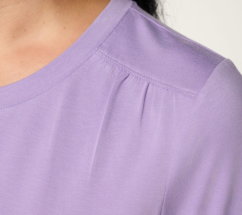 Denim & Co. Essentials Favorite Jersey Round Neck Top with Ruching — View 10
